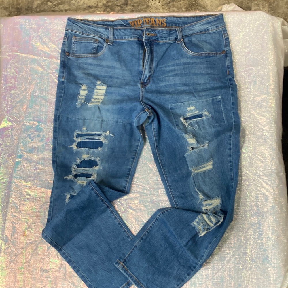 VIP Men's Light Blue Ripped Skinny Jeans